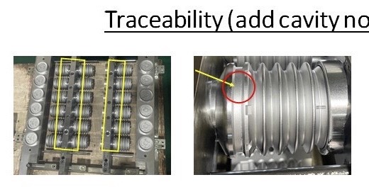 自動車向けゴム製ブーツ金型へのキャビティNo.追加